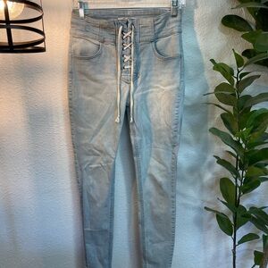 We The Free Light Blue Lace-Up Jeggings